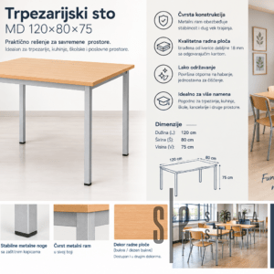 Trpezarijski sto MD 120*80*75