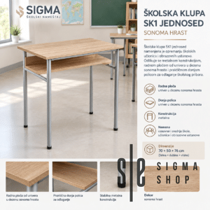 Školska klupa Model: SK 1 Jednosed Light Oak